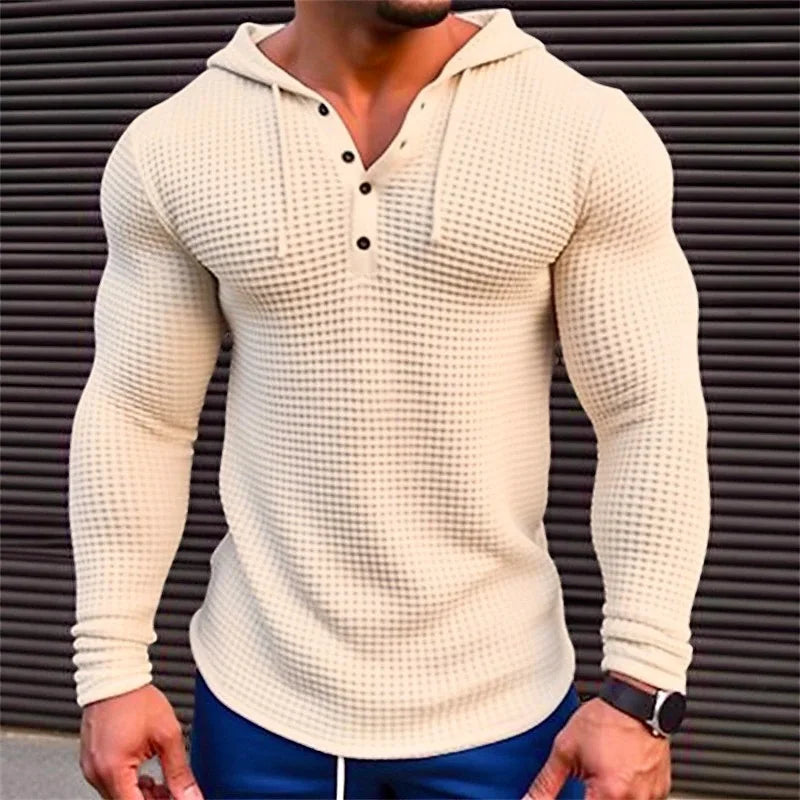 Spring Autumn Hooded T Shirt Men Long Sleeve Solid Color Slim Fit Sports Tops Fashion Breathable Casual… - product view 7