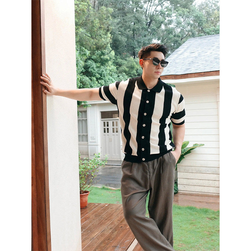 British-style Dashing And Sophisticated Knitted Short-sleeved Top