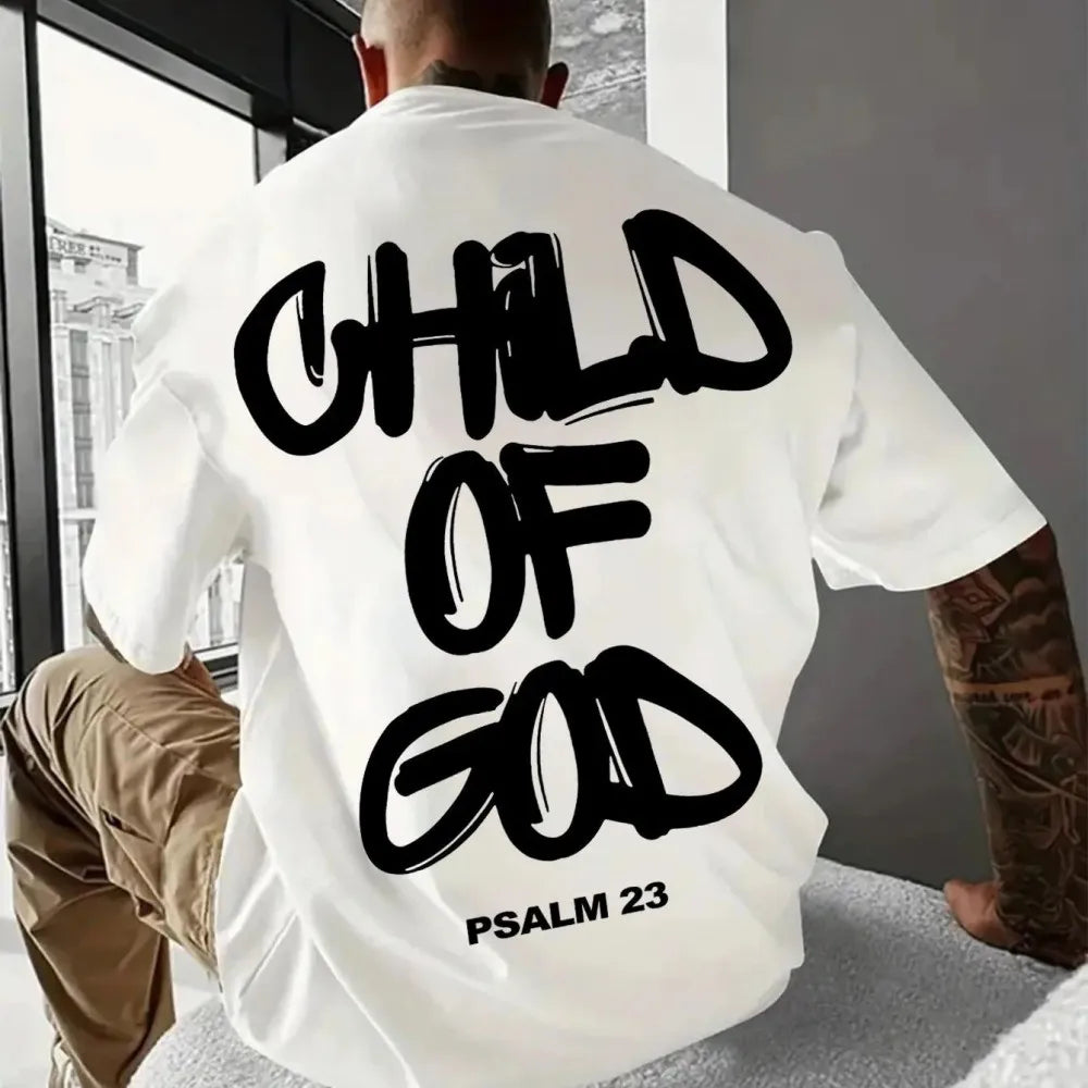 Fashionable Summer Men's Summer Religious Letter Printed Comfortable Breathable Round Neck T-shirt Outdo… - product view 2