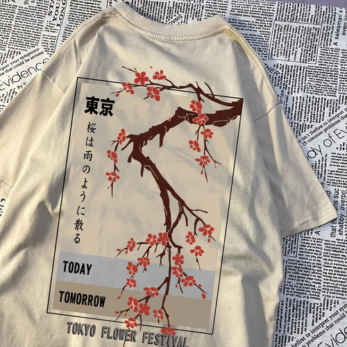 Today Tomorrow Tokyo Flower Festival T Shirt Men Women Fashion O-Neck Tshirts Summer Cotton Tops Loose S…