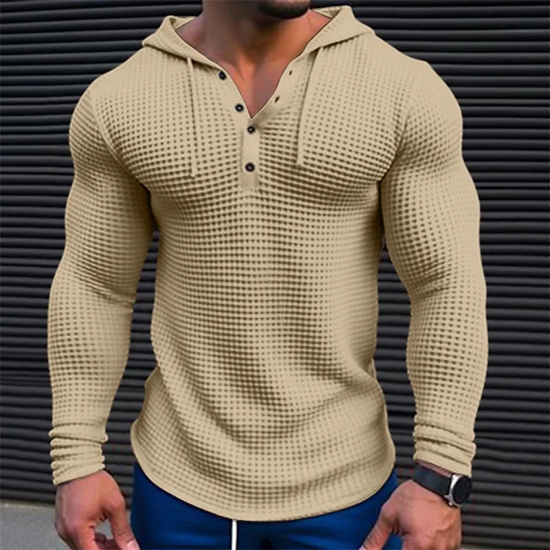 Spring Autumn Hooded T Shirt Men Long Sleeve Solid Color Slim Fit Sports Tops Fashion Breathable Casual… - product view 3