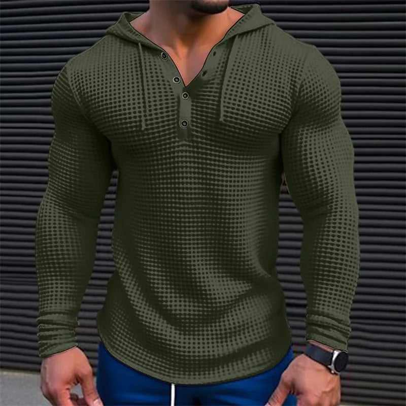 Spring Autumn Hooded T Shirt Men Long Sleeve Solid Color Slim Fit Sports Tops Fashion Breathable Casual… - product view 5