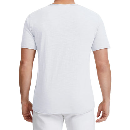 Men's Trendy Ripped Design T-shirt V-neck Slim Fit Comfortable Cotton Tops Stylish Solid Color Casual Sh… - product view 5