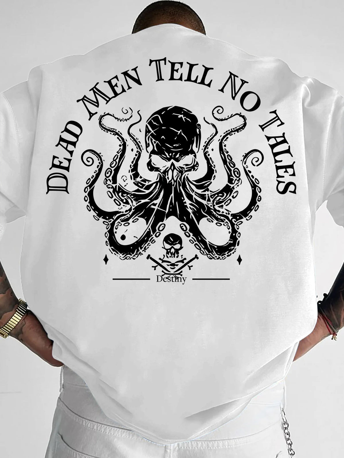 New Vintage Pirate Octopus Skull Graphic Print T-shirt Men Loose Fit Streetwear Short Sleeve Tops S-XXL… - product view 2