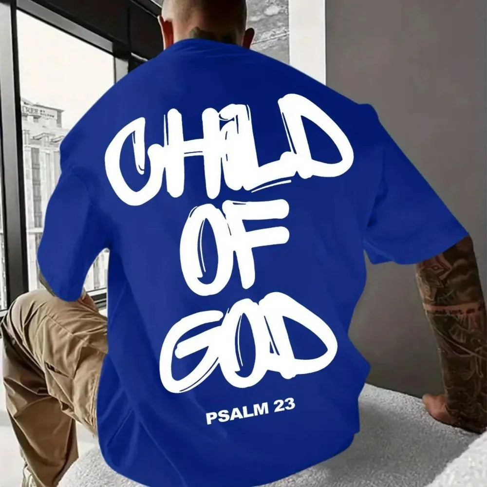 Fashionable Summer Men's Summer Religious Letter Printed Comfortable Breathable Round Neck T-shirt Outdo… - product view 3