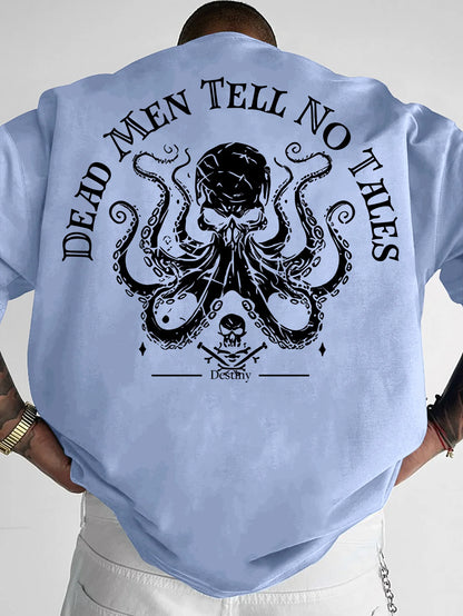 New Vintage Pirate Octopus Skull Graphic Print T-shirt Men Loose Fit Streetwear Short Sleeve Tops S-XXL… - product view 5