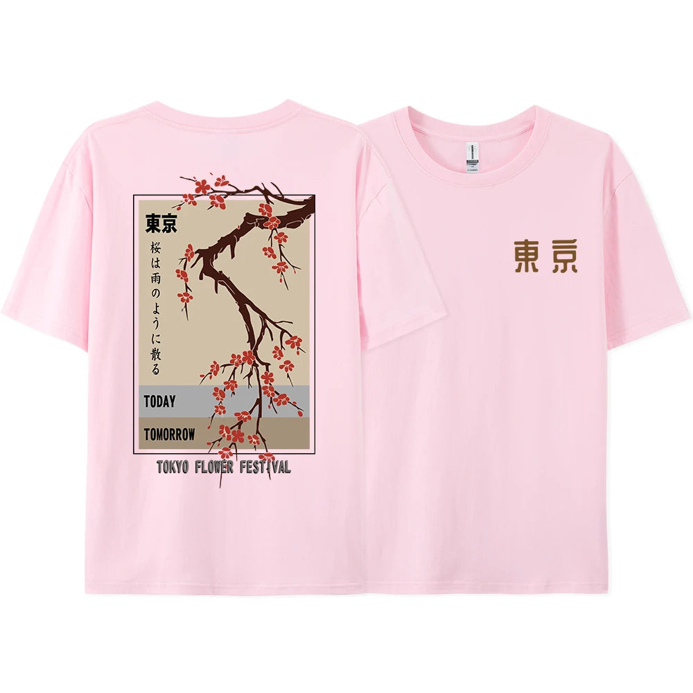 Today Tomorrow Tokyo Flower Festival T Shirt Men Women Fashion O-Neck Tshirts Summer Cotton Tops Loose S… - product view 8