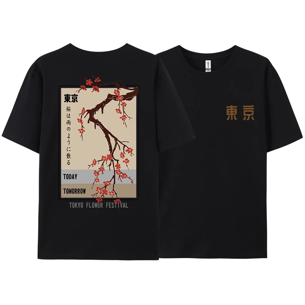 Today Tomorrow Tokyo Flower Festival T Shirt Men Women Fashion O-Neck Tshirts Summer Cotton Tops Loose S… - product view 11