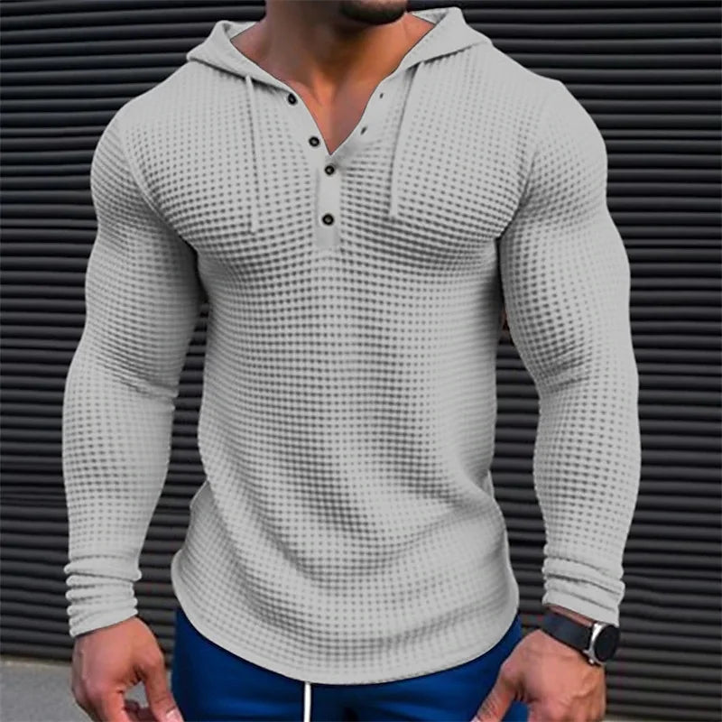 Spring Autumn Hooded T Shirt Men Long Sleeve Solid Color Slim Fit Sports Tops Fashion Breathable Casual… - product view 4