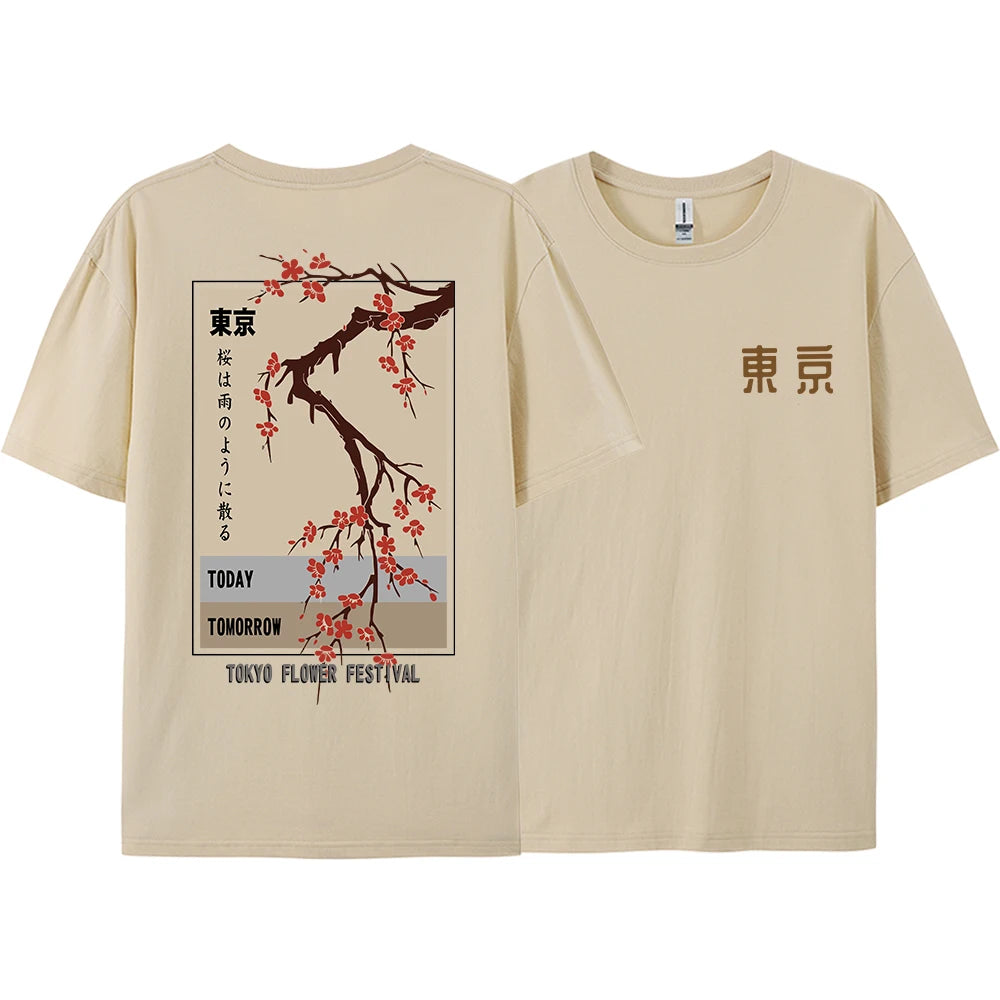Today Tomorrow Tokyo Flower Festival T Shirt Men Women Fashion O-Neck Tshirts Summer Cotton Tops Loose S… - product view 2