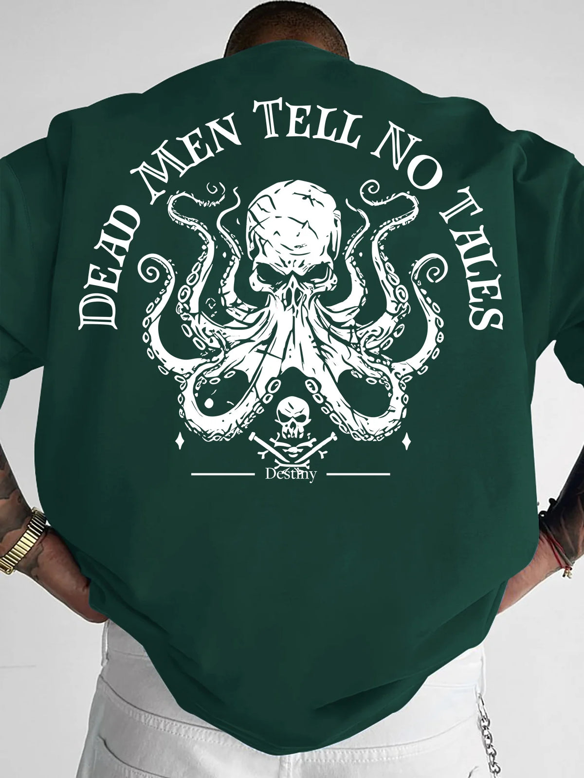 New Vintage Pirate Octopus Skull Graphic Print T-shirt Men Loose Fit Streetwear Short Sleeve Tops S-XXL… - product view 4
