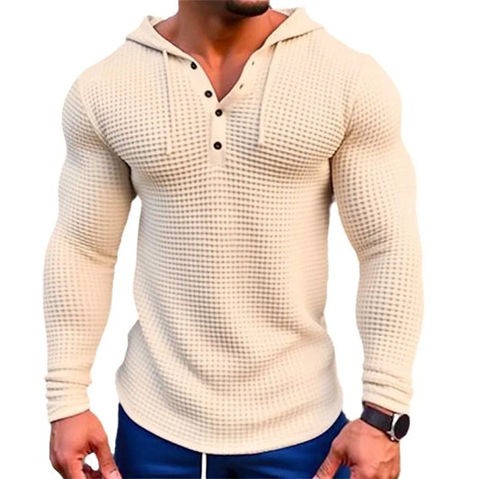 Spring Autumn Hooded T Shirt Men Long Sleeve Solid Color Slim Fit Sports Tops Fashion Breathable Casual…
