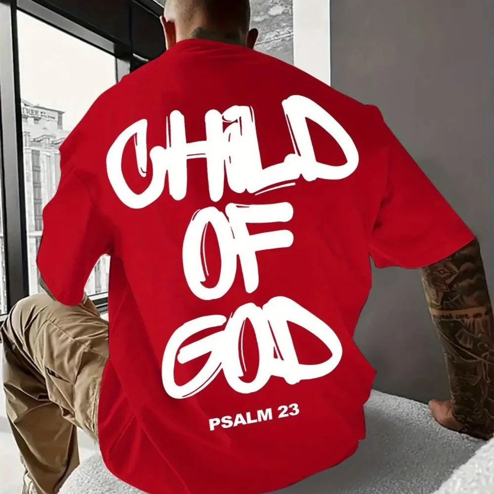 Fashionable Summer Men's Summer Religious Letter Printed Comfortable Breathable Round Neck T-shirt Outdo… - product view 4